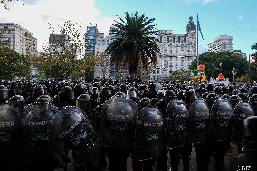 Retirees Protest Clashes With Police Outside National Congress - Buenos Aires