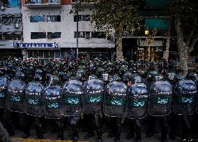 Retirees Protest Clashes With Police Outside National Congress - Buenos Aires