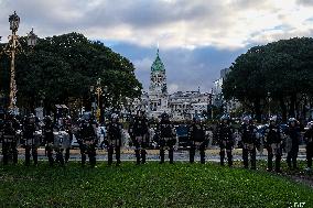 Retirees Protest Clashes With Police Outside National Congress - Buenos Aires