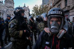 Retirees Protest Clashes With Police Outside National Congress - Buenos Aires