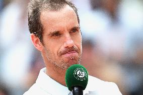 French Open - Richard Gasquet Gets Commemorative Trophy