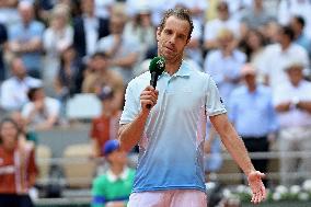 French Open - Richard Gasquet Gets Commemorative Trophy