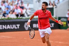 French Open - Novak Djokovic Defeats Corentin Moutet