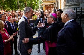 King Felipe VI Visits The Basilica Of Our Lady Of Sorrows - Granada
