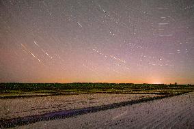 Starry Sky Over Rice Field - China