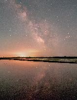 Starry Sky Over Rice Field - China