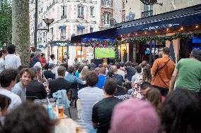 Atmosphere in paris bars during the PSG - Inter Milan match - Paris AJ