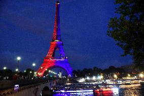 Eiffel Tower in the colors of Paris Saint-Germain - Paris