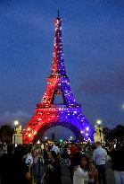 Eiffel Tower in the colors of Paris Saint-Germain - Paris