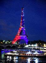 Eiffel Tower in the colors of Paris Saint-Germain - Paris