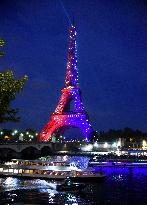 Eiffel Tower in the colors of Paris Saint-Germain - Paris