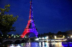 Eiffel Tower in the colors of Paris Saint-Germain - Paris