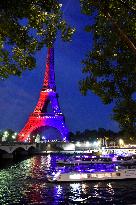 Eiffel Tower in the colors of Paris Saint-Germain - Paris