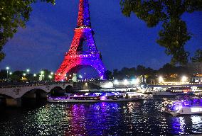 Eiffel Tower in the colors of Paris Saint-Germain - Paris