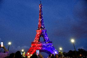 Eiffel Tower in the colors of Paris Saint-Germain - Paris