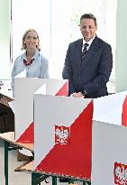 Polish Presidential Candidate Rafal Trzaskowski Votes - Warsaw