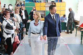 Polish Presidential Candidate Rafal Trzaskowski Votes - Warsaw