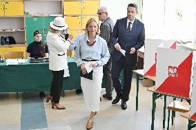 Polish Presidential Candidate Rafal Trzaskowski Votes - Warsaw
