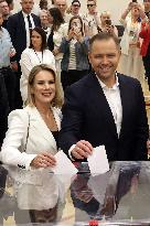 Polish Presidential Candidate Karol Nawrocki Votes - Warsaw