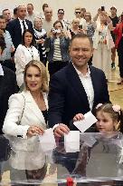 Polish Presidential Candidate Karol Nawrocki Votes - Warsaw