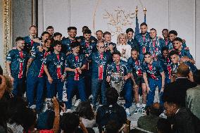 PSG team's players received at Elysee Palace - Paris