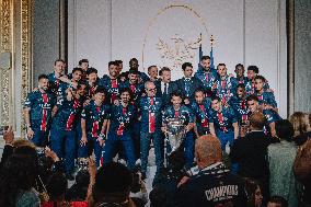 PSG team's players received at Elysee Palace - Paris