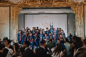 PSG team's players received at Elysee Palace - Paris