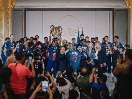 PSG team's players received at Elysee Palace - Paris