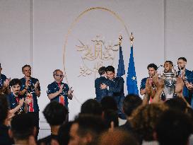 PSG team's players received at Elysee Palace - Paris