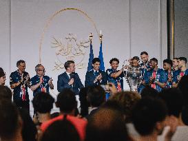 PSG team's players received at Elysee Palace - Paris