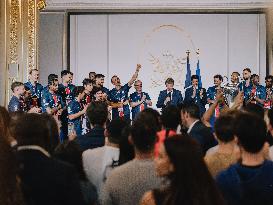 PSG team's players received at Elysee Palace - Paris