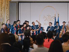 PSG team's players received at Elysee Palace - Paris