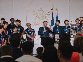 PSG team's players received at Elysee Palace - Paris