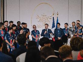 PSG team's players received at Elysee Palace - Paris