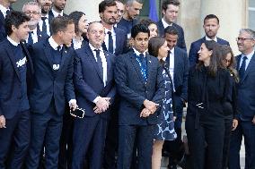 Ceremony at the Elysee for 2025 PSG UEFA Victory - Paris