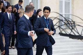Ceremony at the Elysee for 2025 PSG UEFA Victory - Paris
