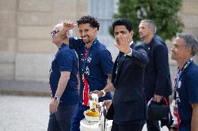 Ceremony at the Elysee for 2025 PSG UEFA Victory - Paris