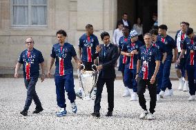 Ceremony at the Elysee for 2025 PSG UEFA Victory - Paris