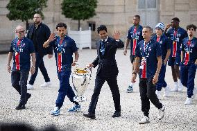 Ceremony at the Elysee for 2025 PSG UEFA Victory - Paris