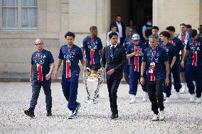 Ceremony at the Elysee for 2025 PSG UEFA Victory - Paris