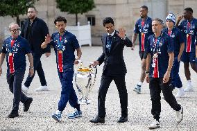 Ceremony at the Elysee for 2025 PSG UEFA Victory - Paris