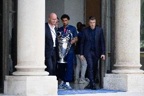 Ceremony at the Elysee for 2025 PSG UEFA Victory - Paris
