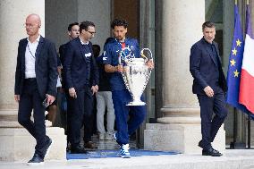 Ceremony at the Elysee for 2025 PSG UEFA Victory - Paris
