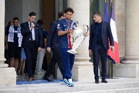 Ceremony at the Elysee for 2025 PSG UEFA Victory - Paris