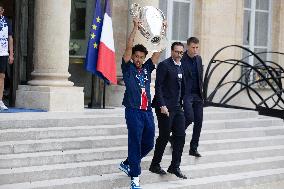 Ceremony at the Elysee for 2025 PSG UEFA Victory - Paris
