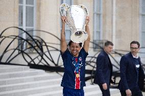 Ceremony at the Elysee for 2025 PSG UEFA Victory - Paris