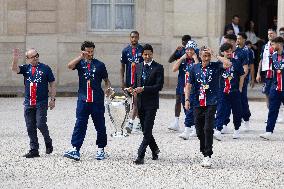 Ceremony at the Elysee for 2025 PSG UEFA Victory - Paris