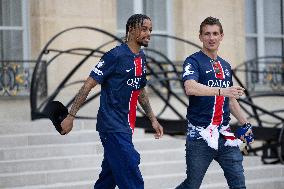 Ceremony at the Elysee for 2025 PSG UEFA Victory - Paris
