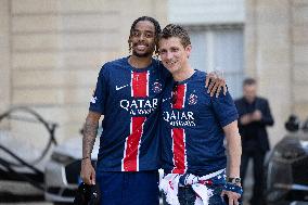 Ceremony at the Elysee for 2025 PSG UEFA Victory - Paris
