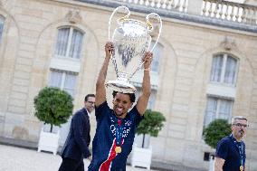 Ceremony at the Elysee for 2025 PSG UEFA Victory - Paris
